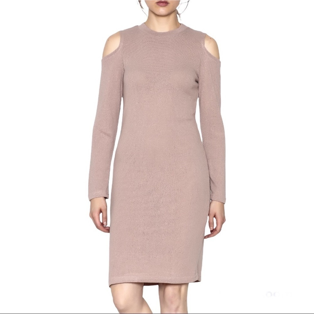 CHELSEA28  Cold Shoulder Sweater Dress Size L Color Pastel Salmon Pink
